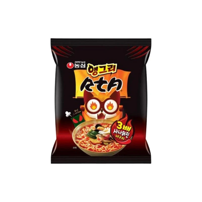 Nongshim Neoguri Angry Spicy Seafood Ramen noodles in package, dry grocery from the NONGSHIM brand with spicy seafood flavor