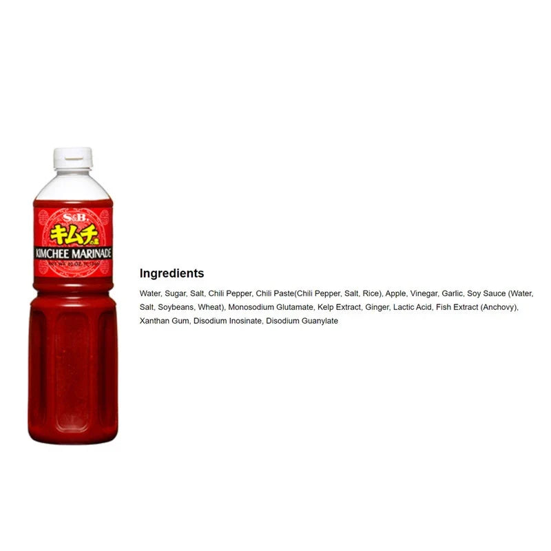 S&B Kimchi Marinade Sauce Mix with red chili pepper in dry grocery packaging, ideal for flavorful Korean-style dishes