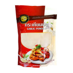 Phuengluang Garlic Powder 500g in a clear plastic bag, shown as dry grocery product with garlic granules visible inside.