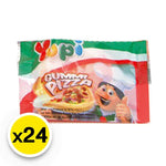 YUPI Yupi Gummy Pizza snack pack with 8g candies, colorful gummy pizza shaped sweets in a clear package.