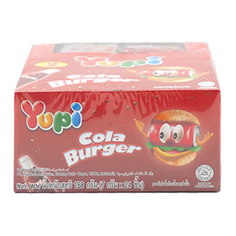 YUPI Yupi Gummy Cola Burger 7g snack, colorful gummy candies shaped like cola burgers, perfect for snack lovers.