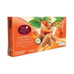 Sriwanna Coconut Crispy Rolls with Thai tea cream filling, a popular snack confectionery in 80g package.