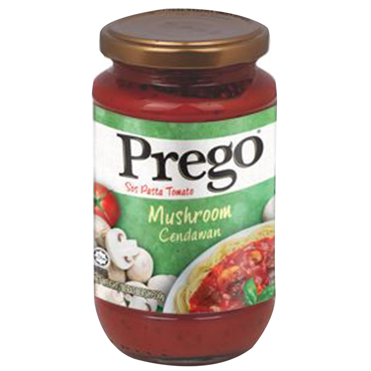 Jar of Prego Tomato Pasta Mushroom sauce with visible label and lid, ideal for pasta dishes.