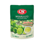 OK Lemon Powder 400g in a resealable bag, dry grocery product with yellow lemon powder visible in the package.