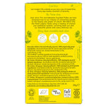 Pukka Chamomile, Vanilla and Manuka Honey Tea in a tea bag, showing the herbal blend and ingredients in a healthy, caffeine-free drink.