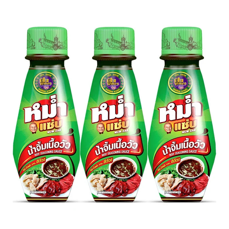 MUM ZAB Beef Seasoning Sauce 100ml bottle, displayed in a pack of six, ideal for enhancing beef dishes in dry grocery.
