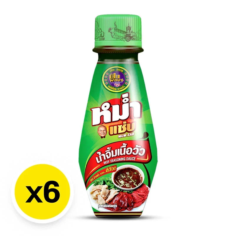 MUM ZAB Beef Seasoning Sauce 100ml bottles, six-pack of dry grocery seasoning for flavorful beef dishes.