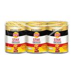 Lay's Stax Potato Chips German Curry Ketchup flavor in 42g cans, stacked in a box, ready for snacking.