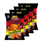 Karamucho Strong Potato Chips, ridge cut super hot chili flavor, 40g x4 pack, spicy snack from dry grocery snack collection.