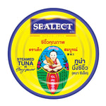 SEALECT Sealect Tuna Soy Sauce 100g packs, dry grocery product, featuring soy sauce bottles with labels and packaging.