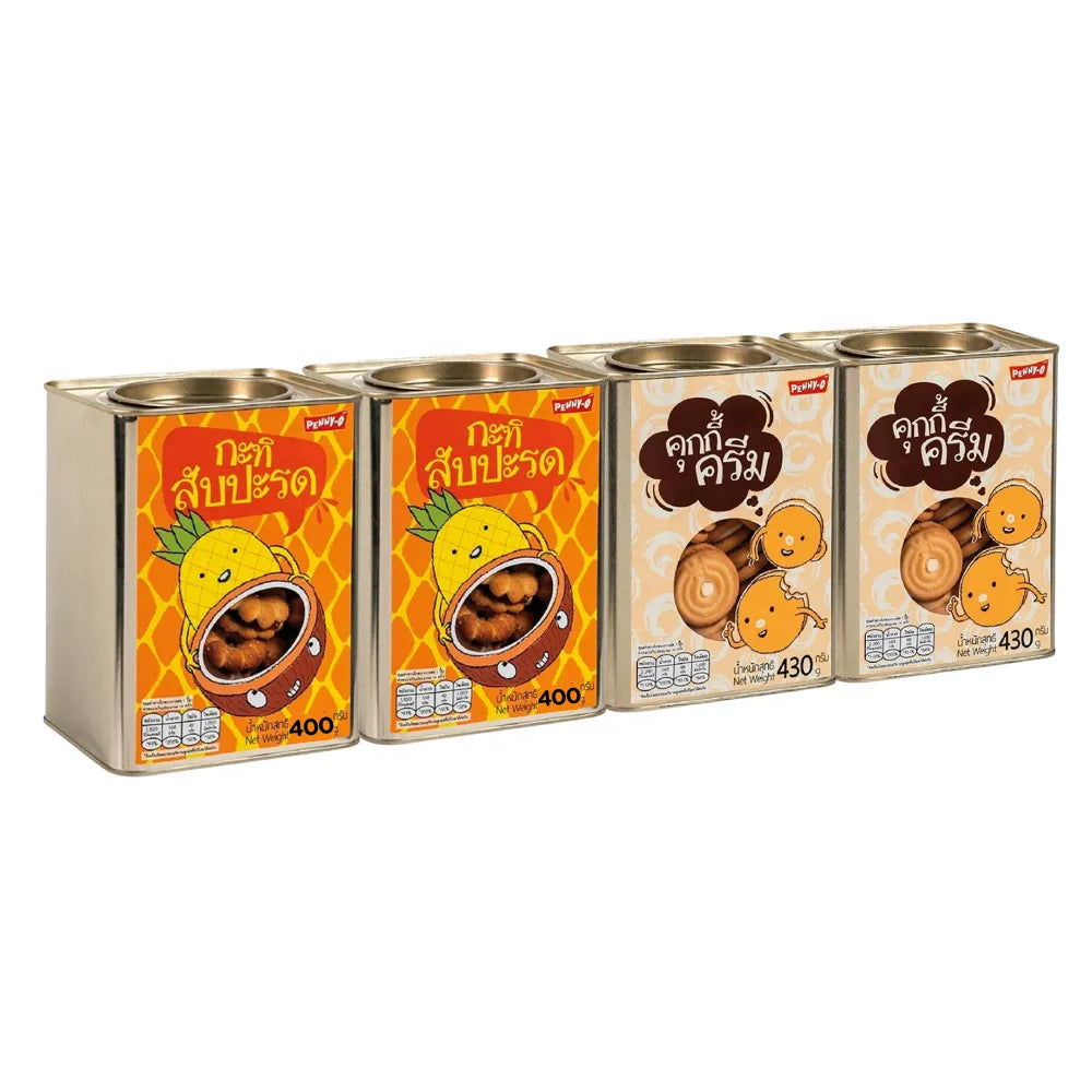 Pennyo Coconut Pineapple Snack and Cookie, cream-filled dry grocery confectionery, 400g package with tropical flavor treats