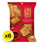 Chao SUA rice crackers with spicy pork floss, 30g pack, featuring crispy texture and savory toppings in a snack package.