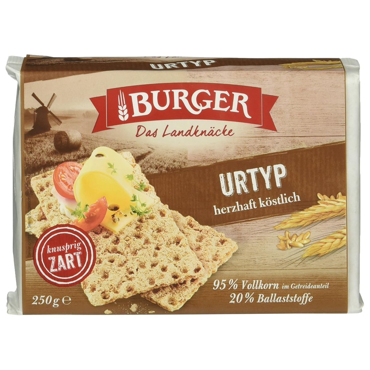 Burger Urtyp Crispbread, thin, crispy confectionery snack with a golden-brown texture, ready to enjoy.
