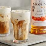 Monin Salted Caramel Syrup 700ml bottle for desserts and beverages, featuring rich caramel flavor and salted finish.