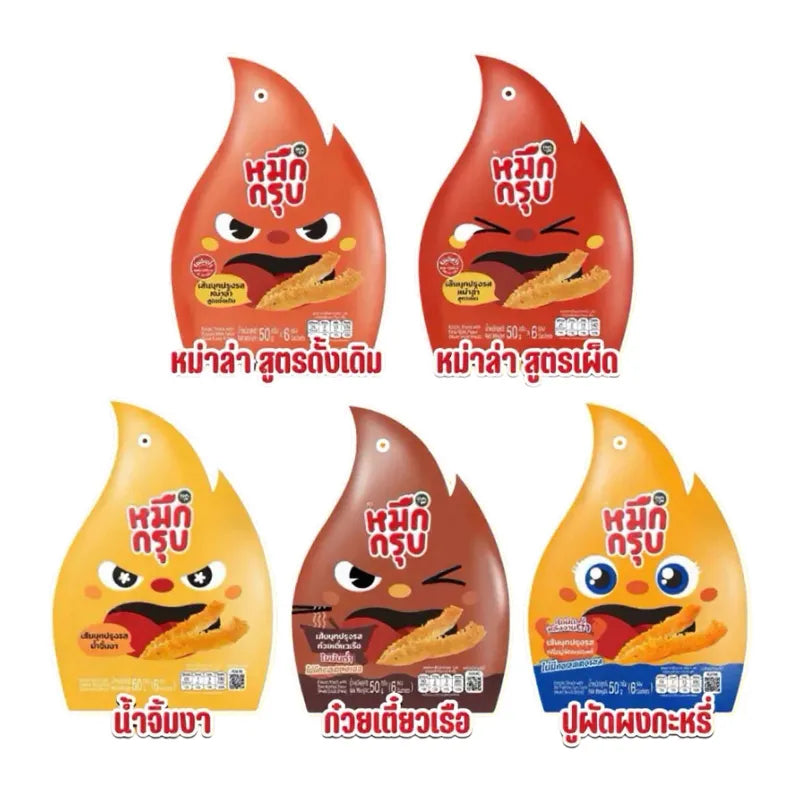 Sunsu Crunchy Squid snack can with mixed flavors, showcasing colorful packaging and crispy seafood snack texture.