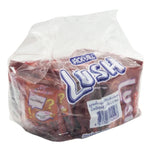 LUSH Center Filled Chocolate Chewy Candy 20.8g, close-up of individually wrapped snack with creamy center in a glossy wrapper