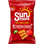 Sun Chips Salsa Onion snack chips in a colorful bag, showcasing the flavorful Sun Chips Confectionery Snacks with salsa and onion flavor.
