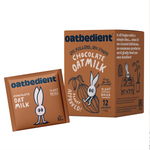 Creamy Oatbedient Chocolate Oatmilk in a glass bottle, showcasing rich chocolate flavor and smooth texture in a grocery product image.