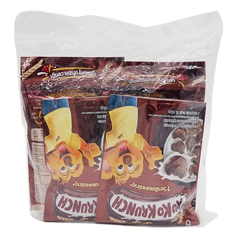 Koko Krunch cereal boxes, 50g each, in a pack of four, made by KOKO KRUNCH, showing colorful cereal pieces in a bowl.