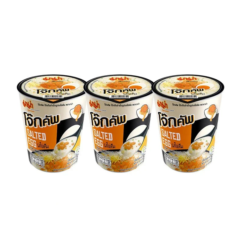 Mama Salted Egg Porridge Cup, dry grocery product, showing the ready-to-eat cup with salted egg porridge in a clear image.