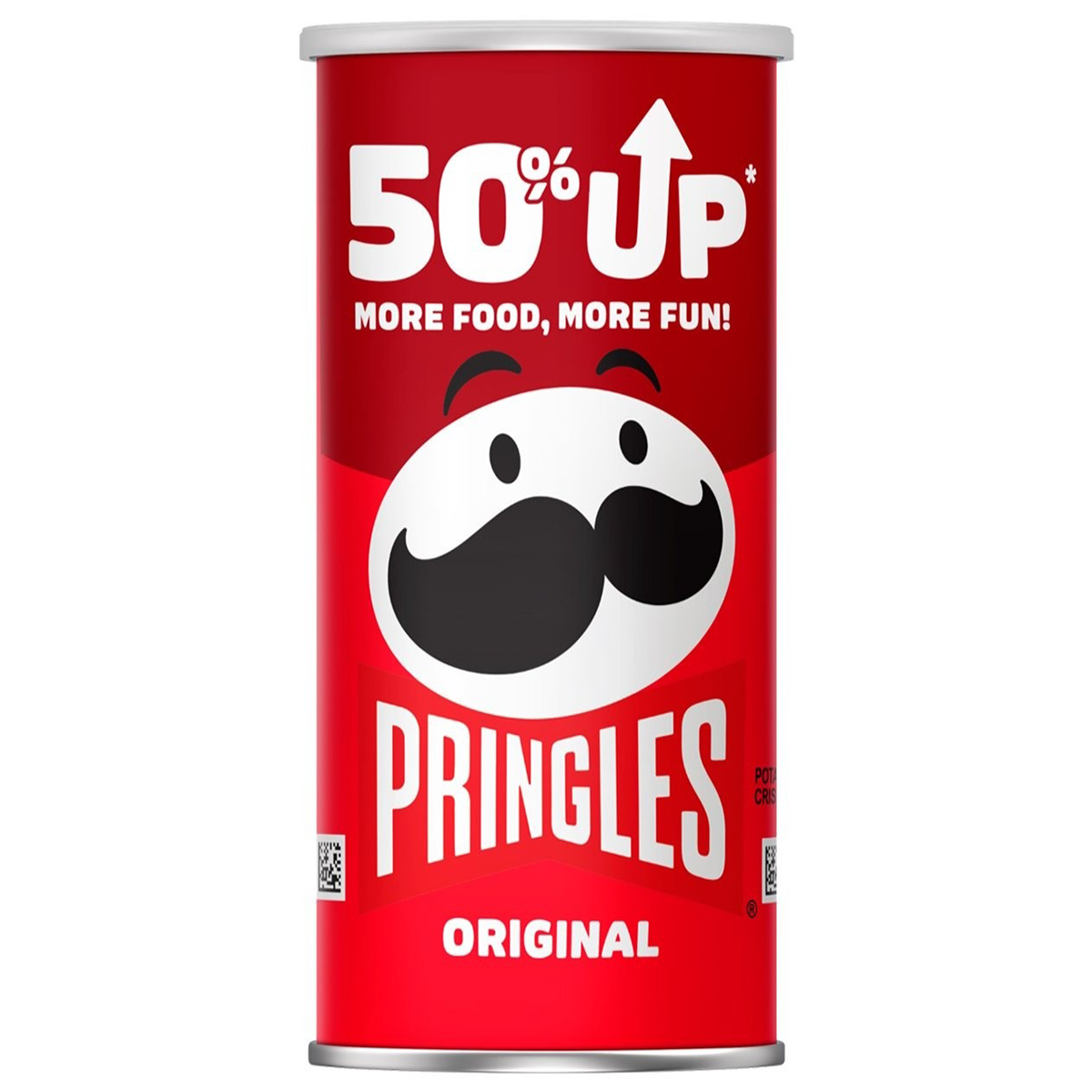 Pringles Original Potato Chips in a can, showing crispy, golden snack slices from the Pringles confectionery snack line.