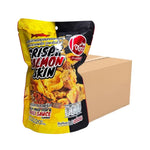 O-yua Crispy Salmon Skin snack with deep-fried fish and chili sauce, 20g, packaged in a clear wrapper.