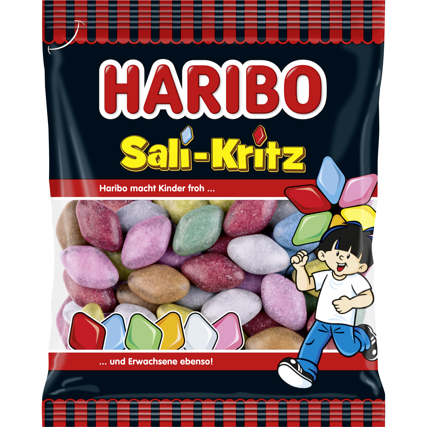 Haribo Sali-Kritz licorice candy in colorful packaging, a popular confectionery snack with salty and sweet flavors.
