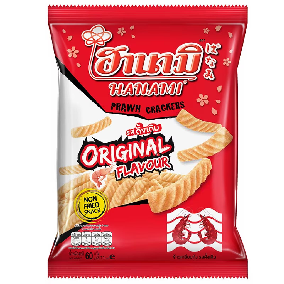 Hanami Prawn Cracker, crispy seafood snack from Hanami confectionery, shown in a close-up image.