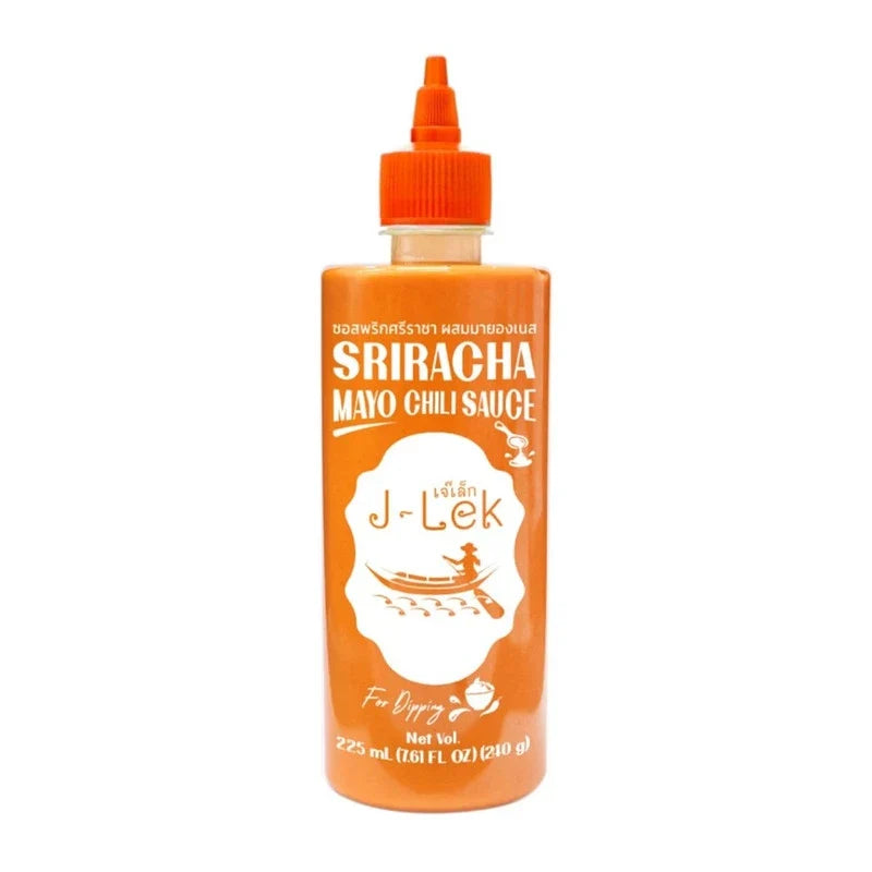 J-LEK Sriracha Chili Sauce mixed with mayonnaise in a 240g bottle, perfect for adding spicy flavor to dishes.