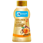 Mitrphol Golden Syrup bottle, grocery product with golden-colored syrup in clear packaging, showcasing the brand label and cap