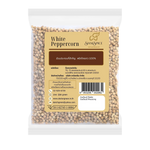 SiamSpice White Peppercorn 250g in a clear plastic bag, ready for use in cooking and seasoning dishes.