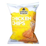 Chicky Shake Chicken Chips in original flavor, a crispy confectionery chicken snack in a colorful bag.