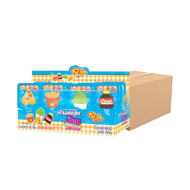 PIPP Pipp Fast Food Gummy Pop Snack Pack, 20g x12, dry grocery confectionery with colorful gummy candies in a retail pack.
