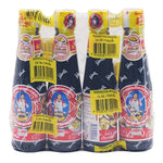 Maekrua Oyster Sauce 150ml bottles, four-pack, native to Thai cuisine, featuring dark, savory liquid in clear bottles.