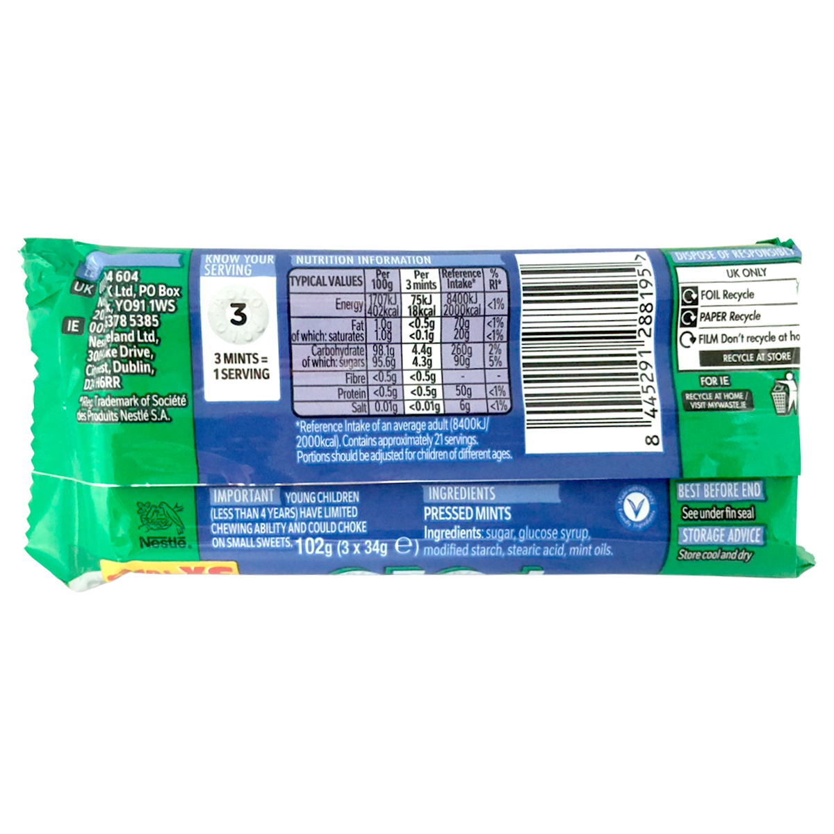 Three Polo Original Mint tubes from the Polo confectionery snacks brand, showing the packaging with mint candies.