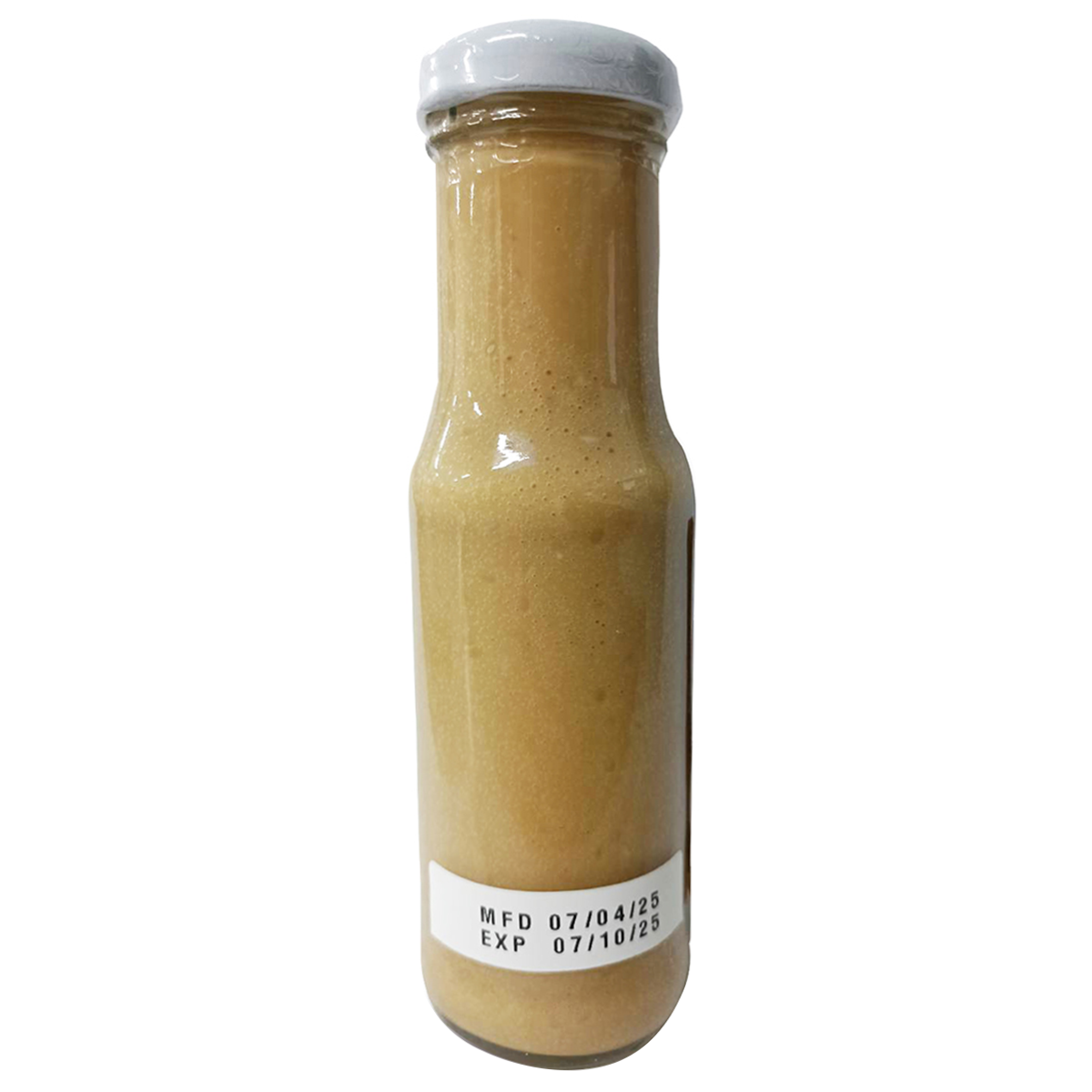 Guyvy Healthy Sesame Cream Dressing in a jar, showing smooth, creamy sesame-based sauce for salads and dishes.