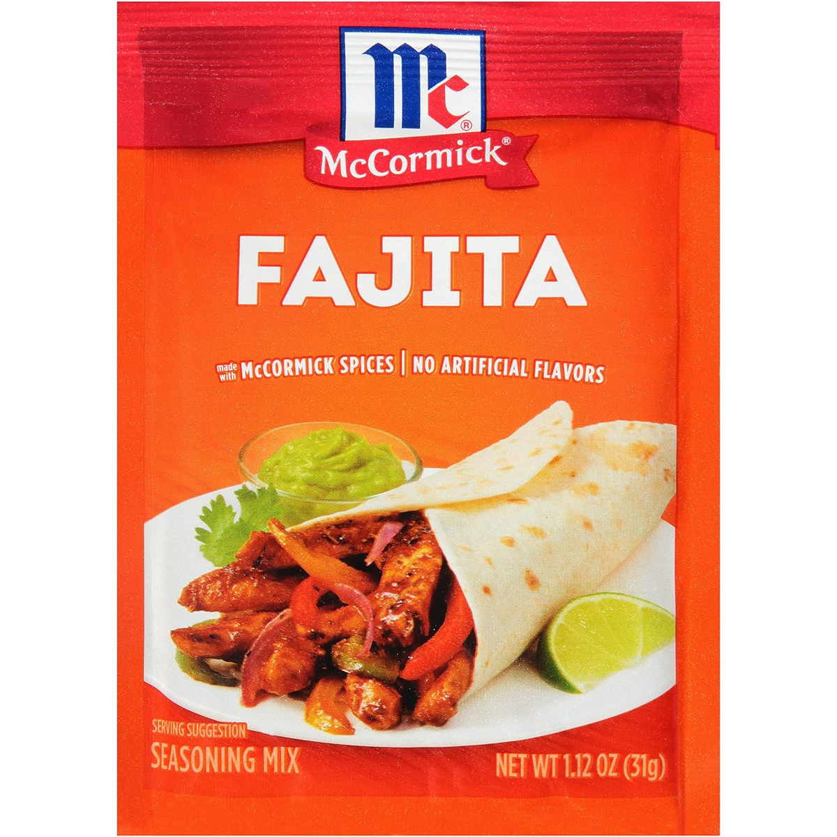 McCormick Fajitas Seasoning Mix in a spice packet, used for flavorful Mexican fajitas and cooking at home.
