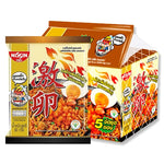 NISSIN Korea Hot Chili Chicken Salted Egg instant noodles in 60g packs, displayed in a clear image with chili seasoning.