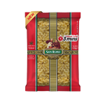 Sanremo Quick Cook Macaroni in a clear package, ready for cooking, showing the pasta inside.