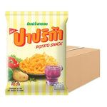 PAPRIKA Crispy Potato Snack in 56g pack, stacked in a box, showing golden, crunchy potato chips.