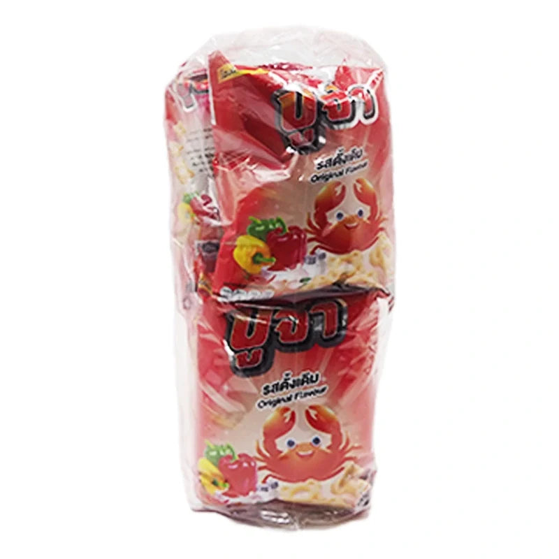 Pu-jaa Snack Fried Cracker 15g pack, crispy dry snack confectionery in a colorful bag, ideal for quick bites and snacks.