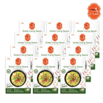 J-LEK Jae Lek Green Curry Paste packets, 250g, dry grocery product with vibrant green curry paste in sealed packaging