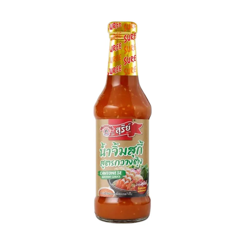 Suree Suki Sauce Cantonese recipe 335g jar, rich and savory dry grocery condiment with authentic Asian flavor.