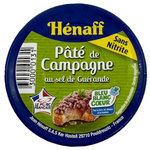 Henaff Pate de Campagne in a jar, showcasing a rustic French pork liver spread with herbs and spices.
