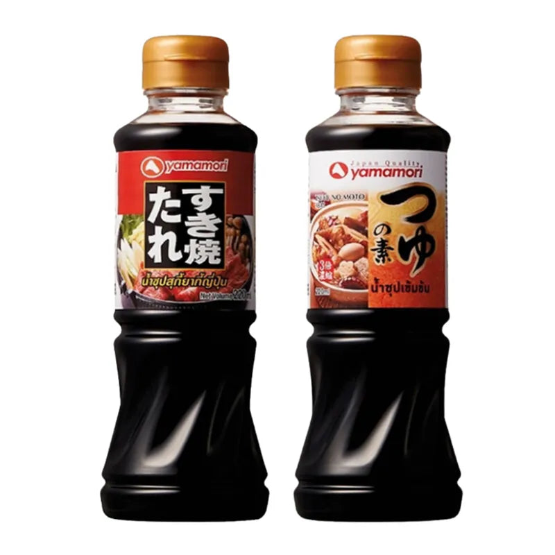 Yamamori Sukiyaki Soup and Concentrated Oden in 220ml bottle, Japanese dry grocery product with soy sauce and broth concentrate
