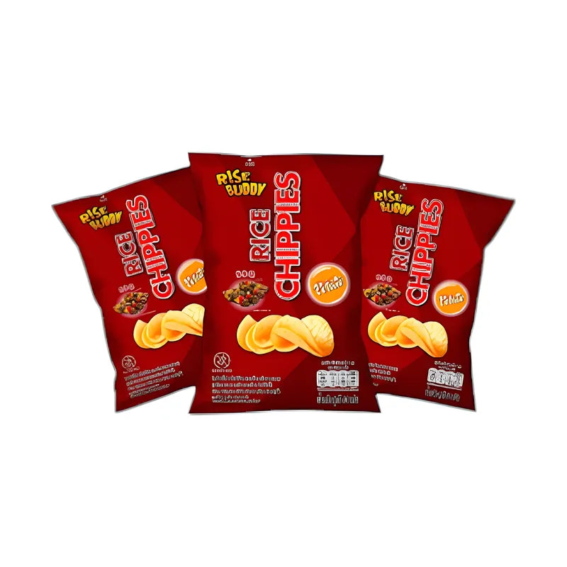 Rise Buddy Rice Chippies in a bag, crispy snack from RISE BUDDY, ideal for dry grocery and snack lovers.