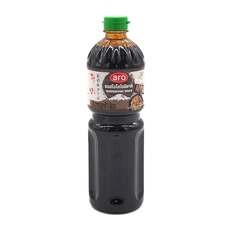 ARO Okonomiyaki Sauce 1L bottle for Japanese cuisine, featuring a dark, savory sauce suitable for okonomiyaki and other dishes.