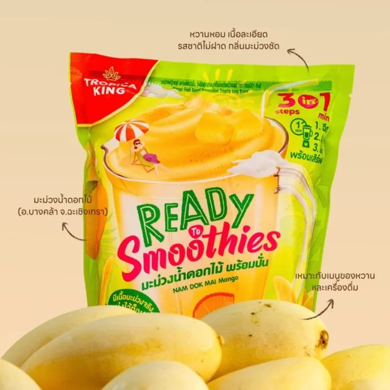 Tropica King Nam Dok Mai mango ready-to-blend 230g sachet, dry grocery product with vibrant mango imagery.