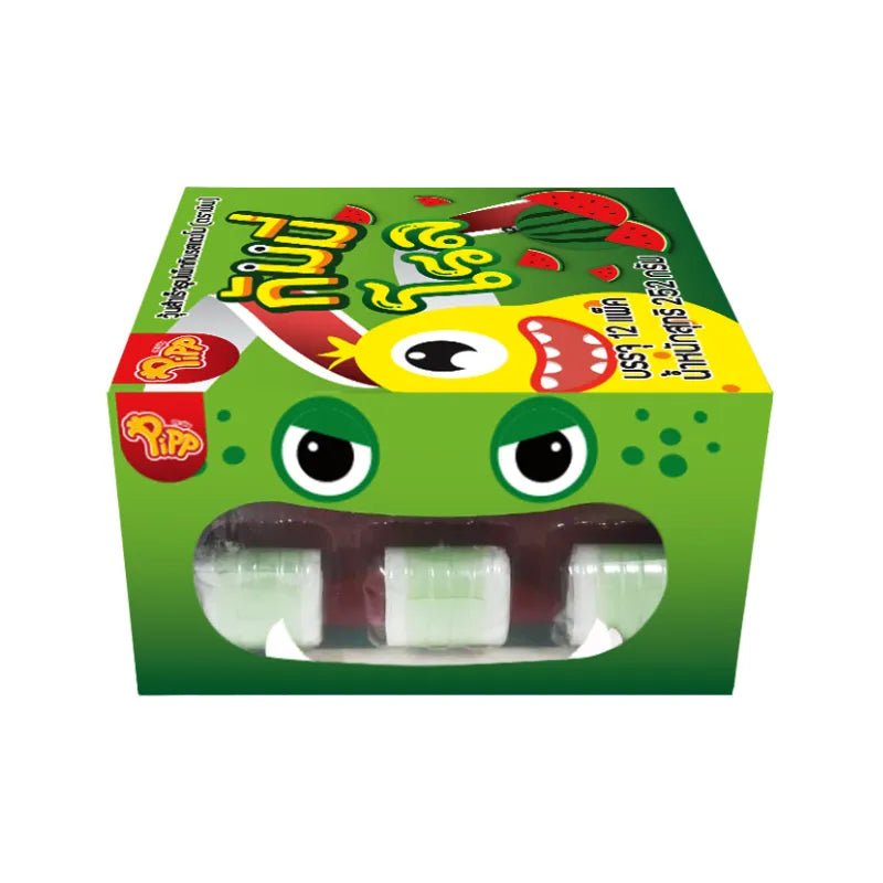 PIPP Pipp Gummy Roll Watermelon flavor, 21g, 12-piece pack, snack confectionery with colorful watermelon gummies.
