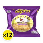 Manora Fried Chips Taro 10g snack pack, crispy taro chips in a 12-pack for dry grocery and snack lovers.